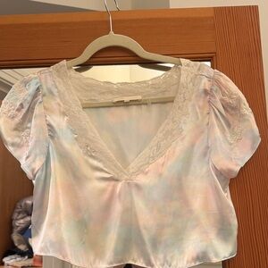 LoveShackFancy Multicolor Lace Trim Blouse